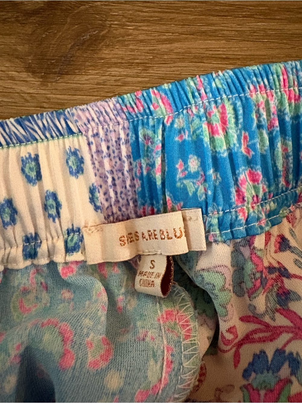 Skies Are Blue Patchwork Wide-Leg Pants - Picture 2 of 4